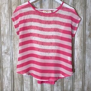 Rewind Neon Pink Striped Blouse Y2K 80’s Vibe Size Medium